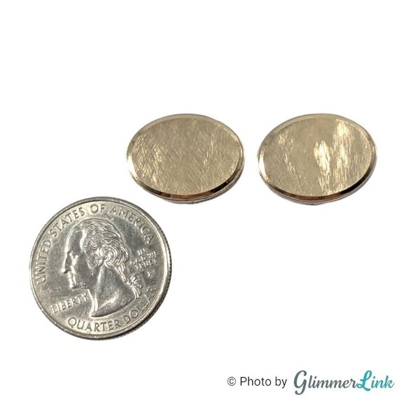 Vintage Anson Oval Brushed Face Engravable Gold Tone Cufflinks - Picture 4 of 9